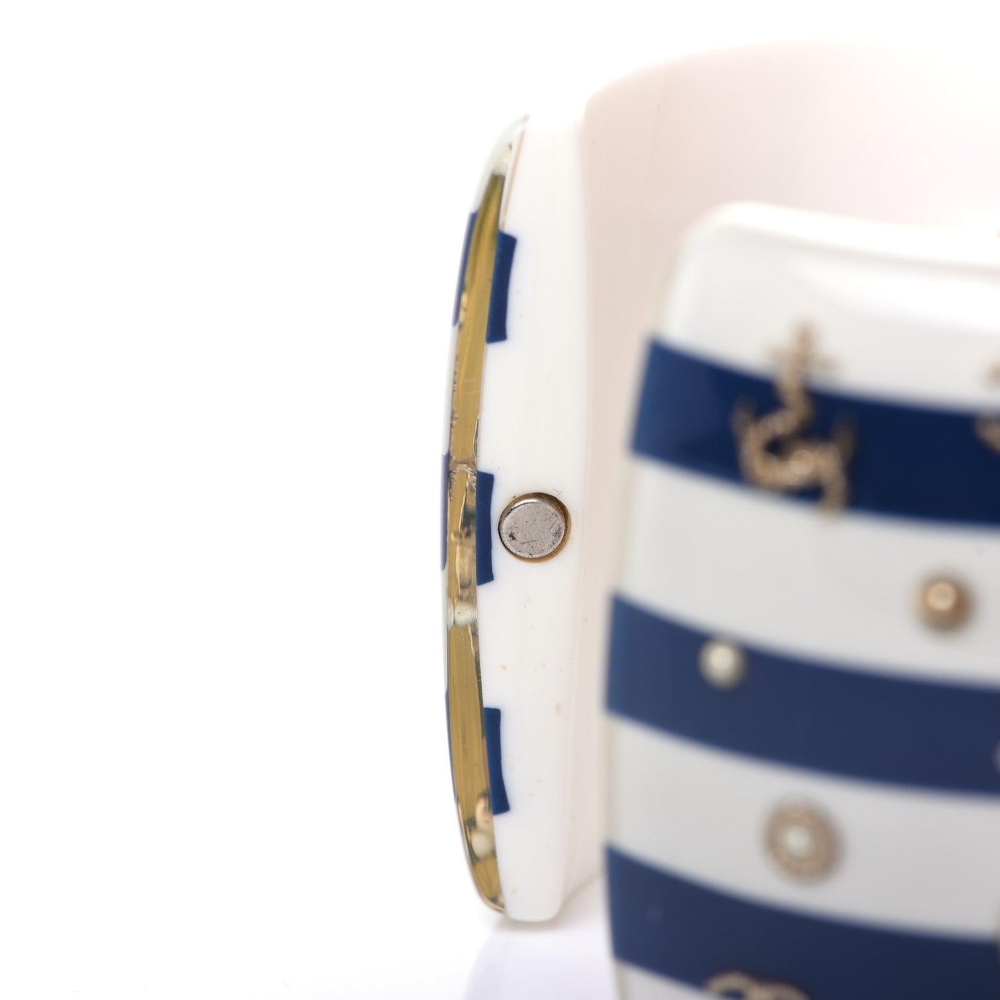 Resin Pearl Stripe CC Cuff White Navy