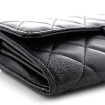 Chanel Lambskin Quilted Large Gusset Flap Wallet Black 9 of 13