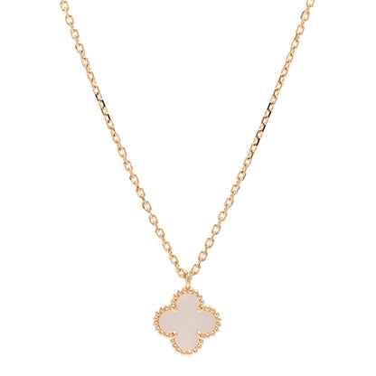 Van Cleef & Arpels 18K Yellow Gold Mother of Pearl Sweet Alhambra Pendant Necklace 1 of 5