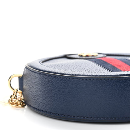 Gucci Soft Textured Calfskin Web Mini Ophidia Round Shoulder Bag Blue Agata 8 of 9