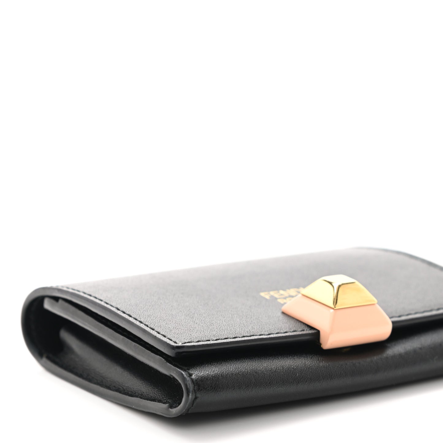 Vitello Liberty Studded Fold Over Card Holder Black