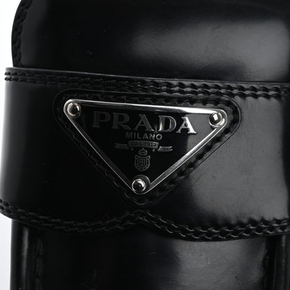 Prada Spazzolato Metal Triangle Logo Platform Loafer Mules 37 Black 16 of 17