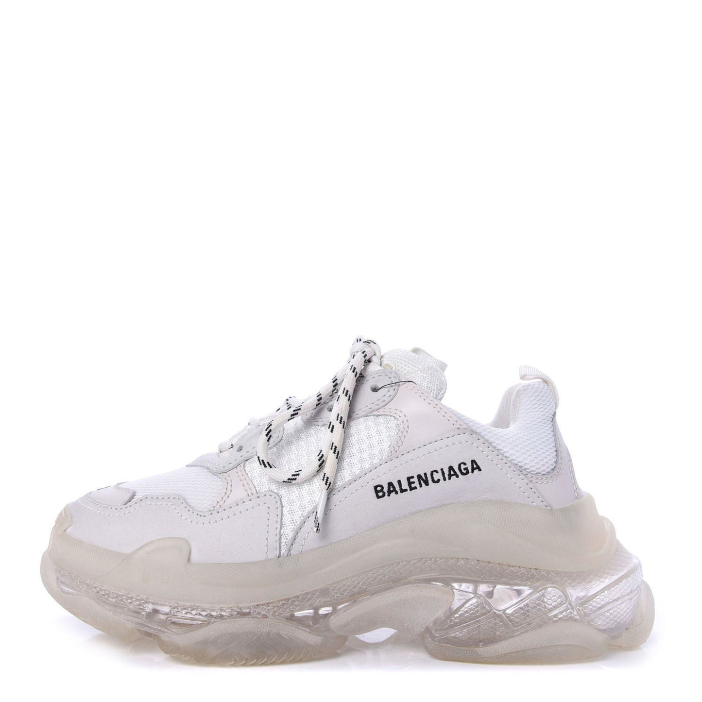 Fabric Mesh Clear Sole Womens Triple S Sneakers 39 White