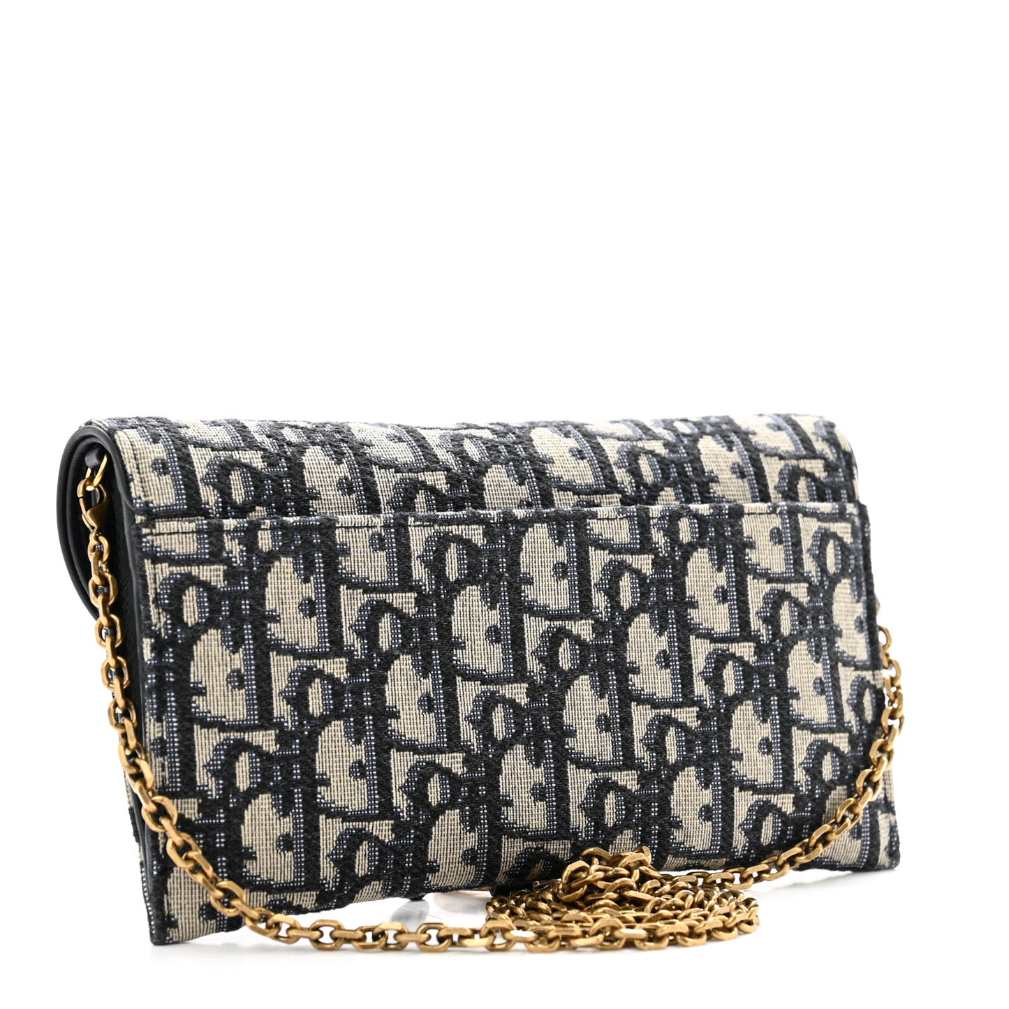 Oblique Saddle Chain Long Wallet Blue
