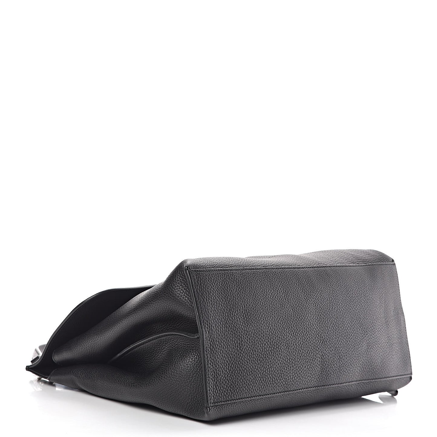 Pebbled Calfskin Large Bamboo Daily Top Handle Bag Black