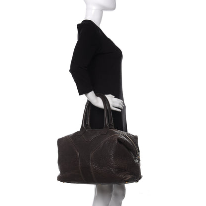 Saint Laurent Pebbled Lambskin Medium Easy Sac Dark Brown 2 of 9