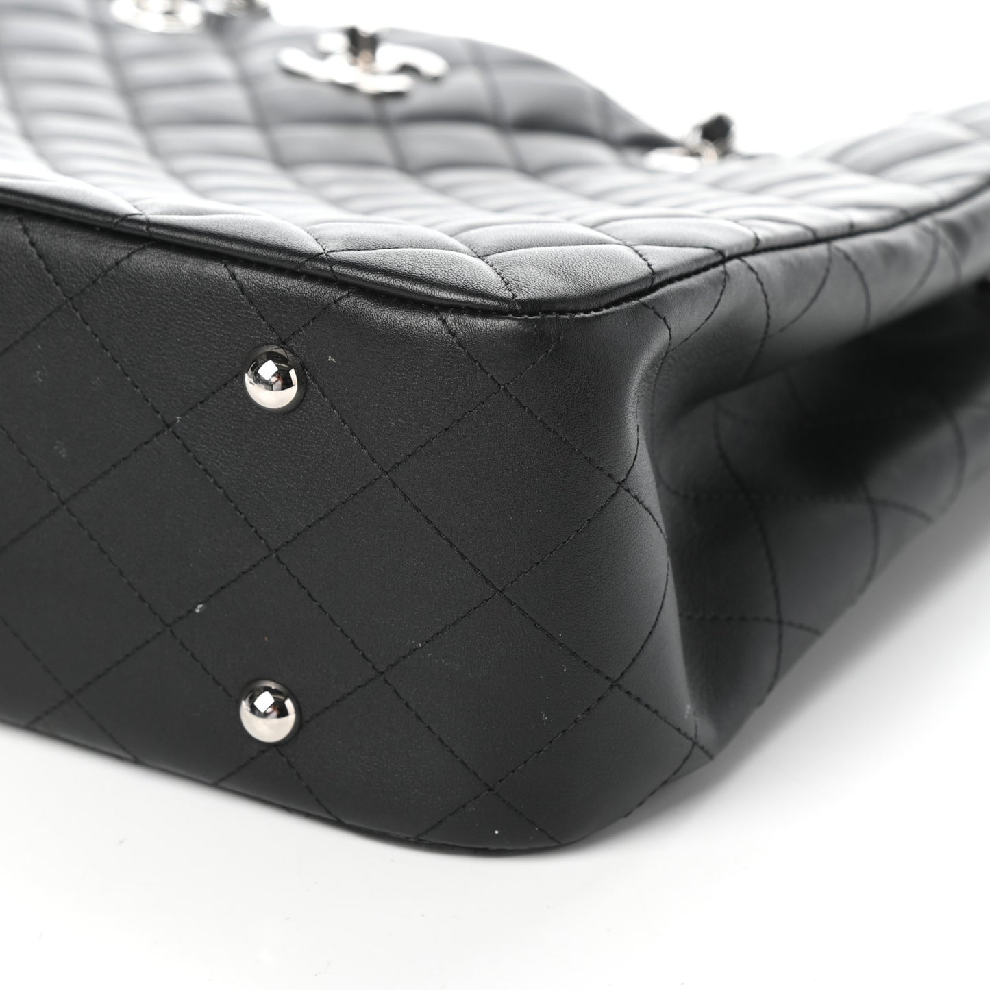 Calfskin Quilted Large Classic Shopping Tote Black