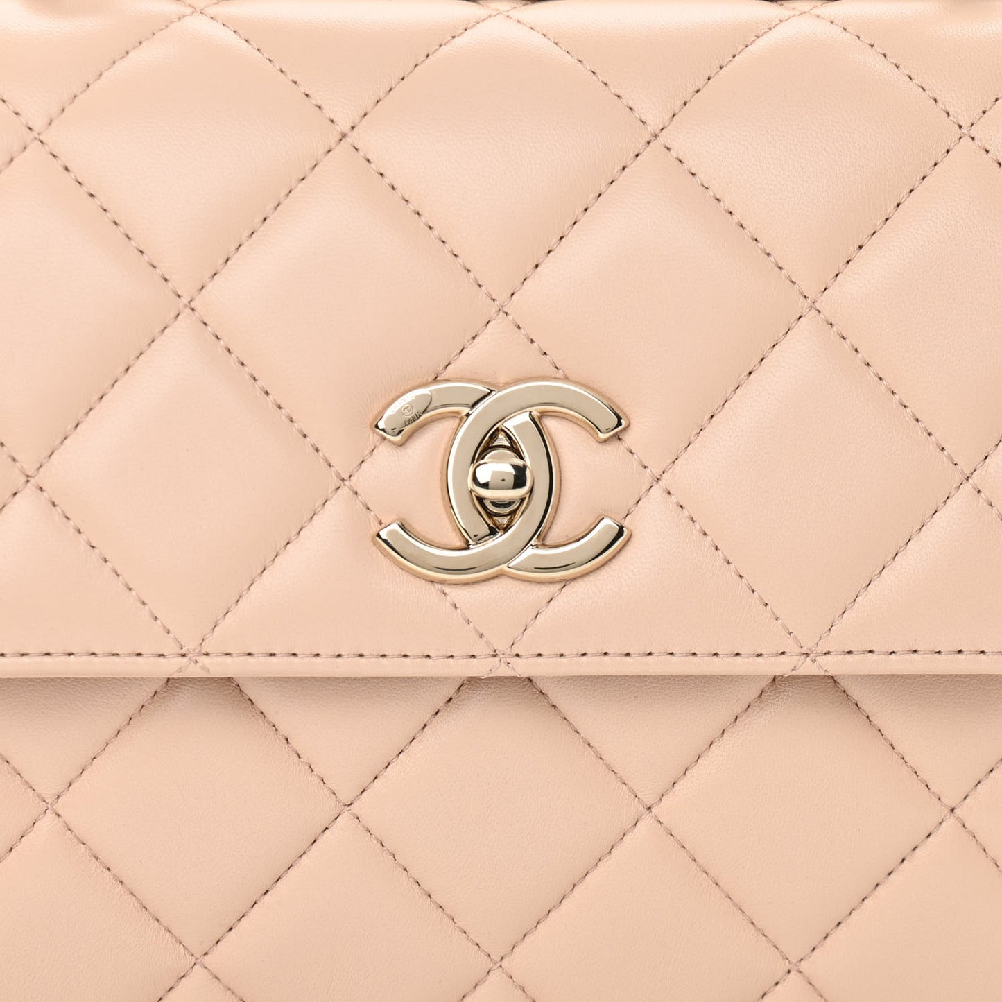 Lambskin Quilted Small Trendy CC Dual Handle Flap Bag Light Beige