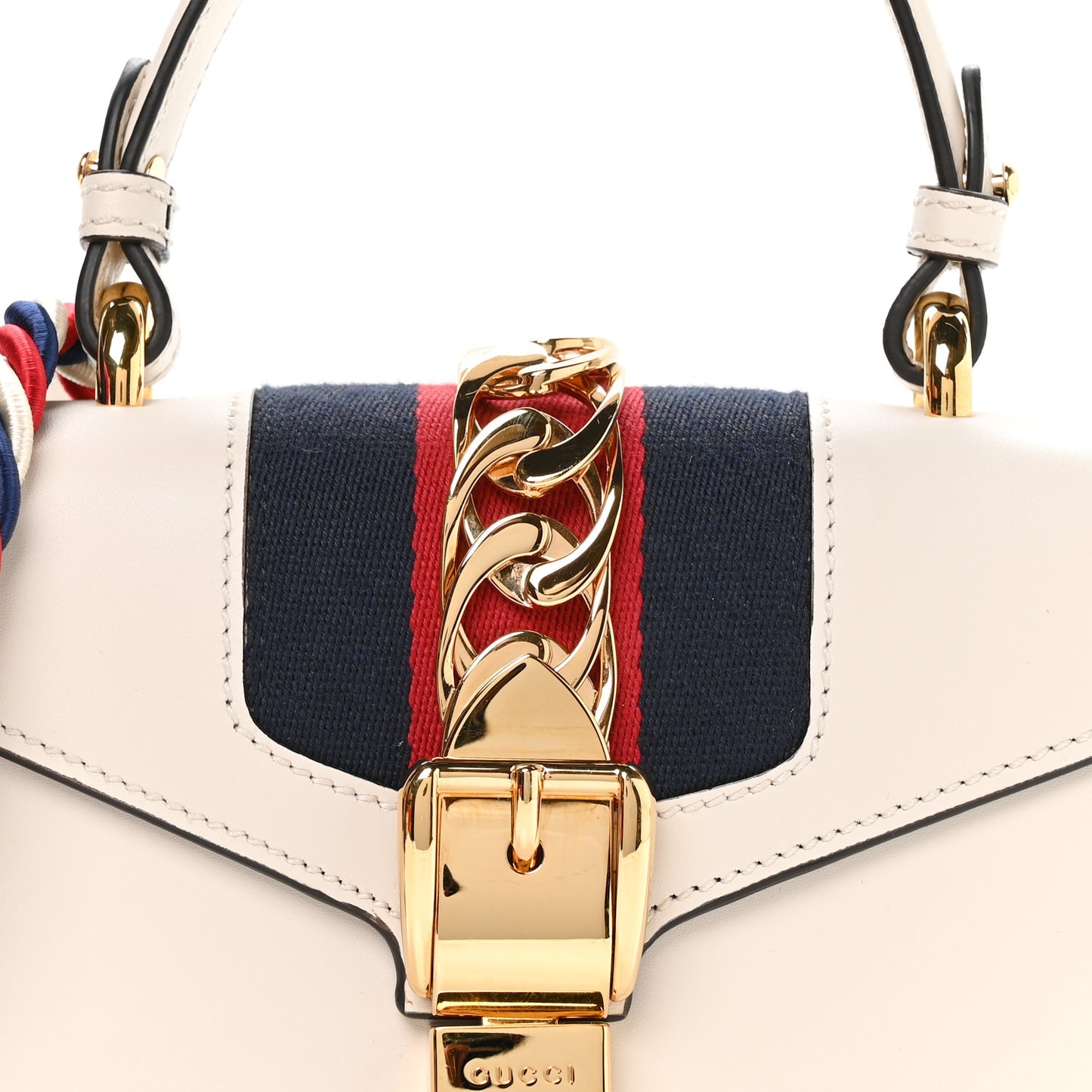 Calfskin Mini Sylvie Top Handle Bag White