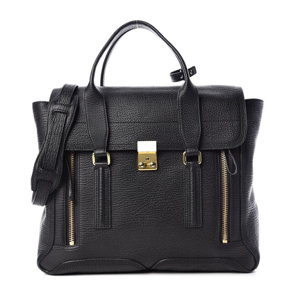 3.1 Phillip Lim 3.1 Textured Calfskin Large Pashli Satchel Black 1 of 9