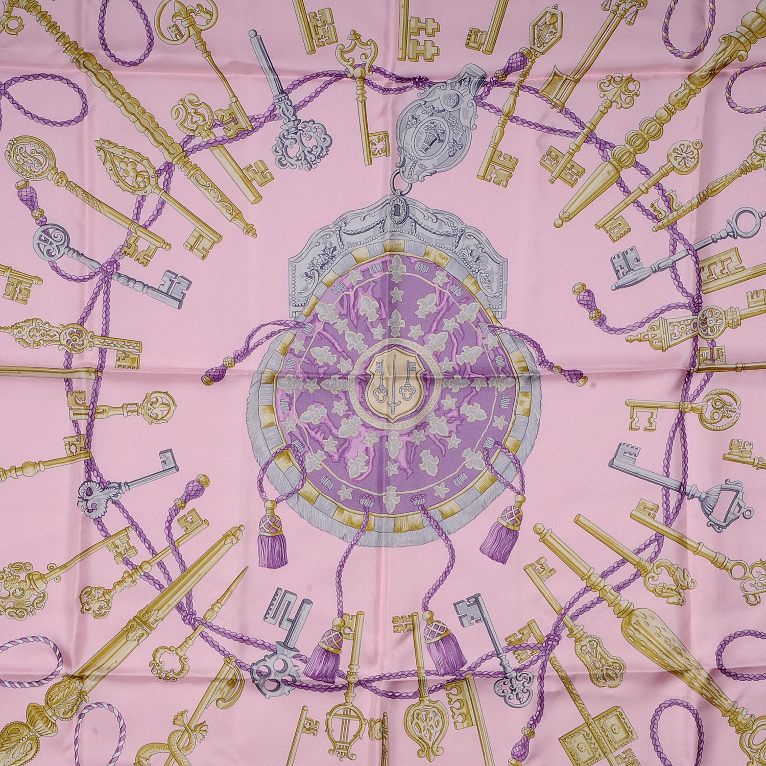 Hermes Silk Les Cles Scarf 90 Pink 1 of 5
