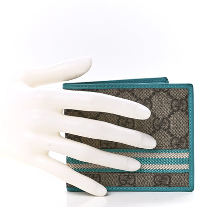 Gucci GG Plus Monogram Web Bi-Fold Wallet Blue Beige 2 of 13