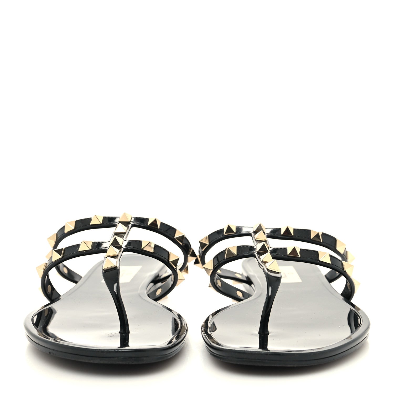 Valentino Garavani PVC Jelly Rockstud Caged Flat Thong Sandals 39 Black 2 of 7