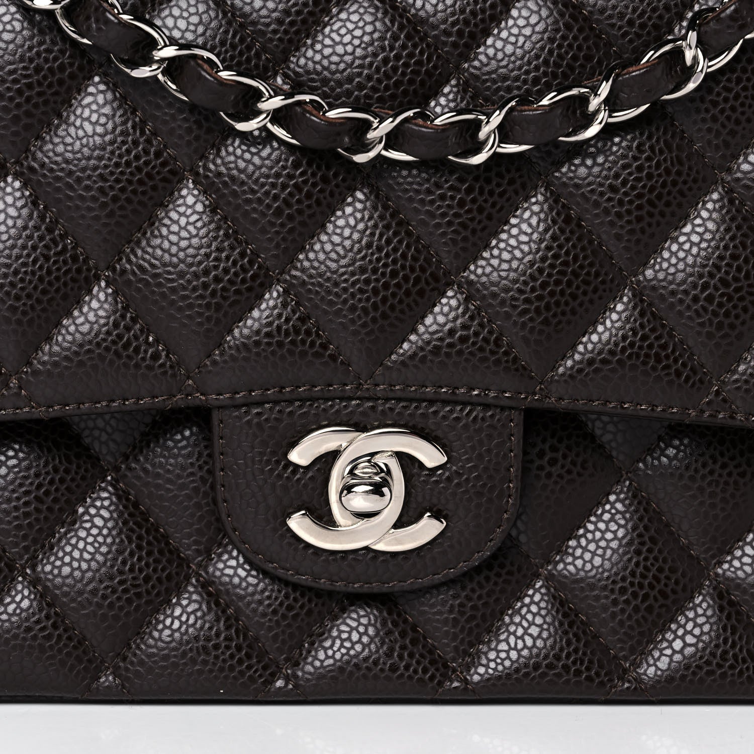 Chanel Caviar Quilted Medium Double Flap Dark Brown 8 of 11