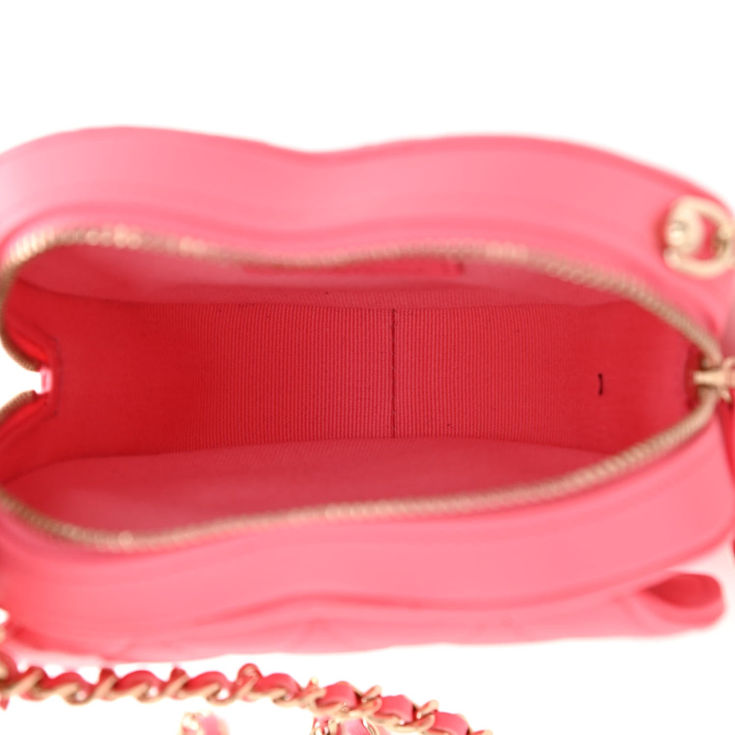Lambskin Quilted CC In Love Heart Clutch With Chain Pink