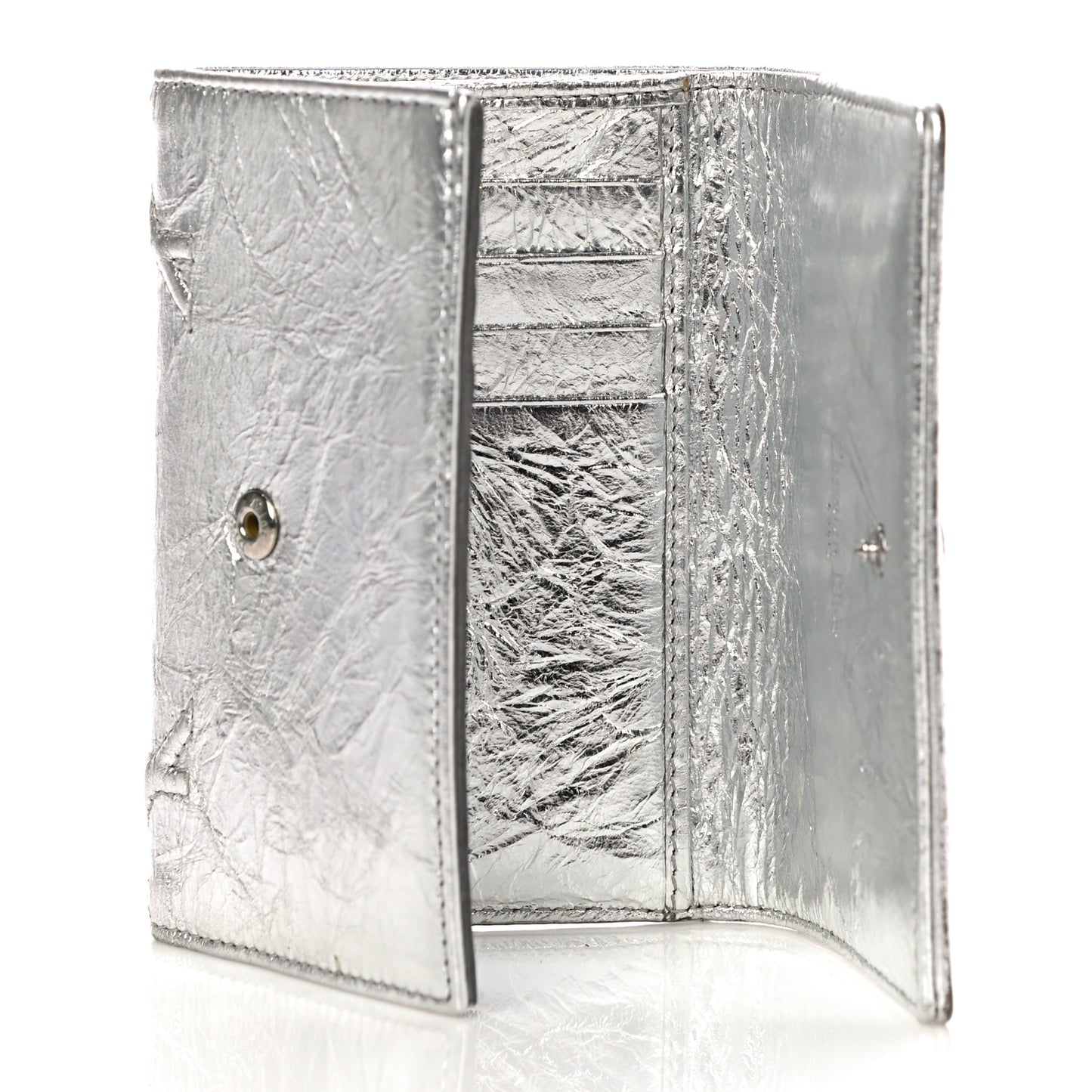 Metallic Calfskin Cannage Diorama Elancee Wallet Silver