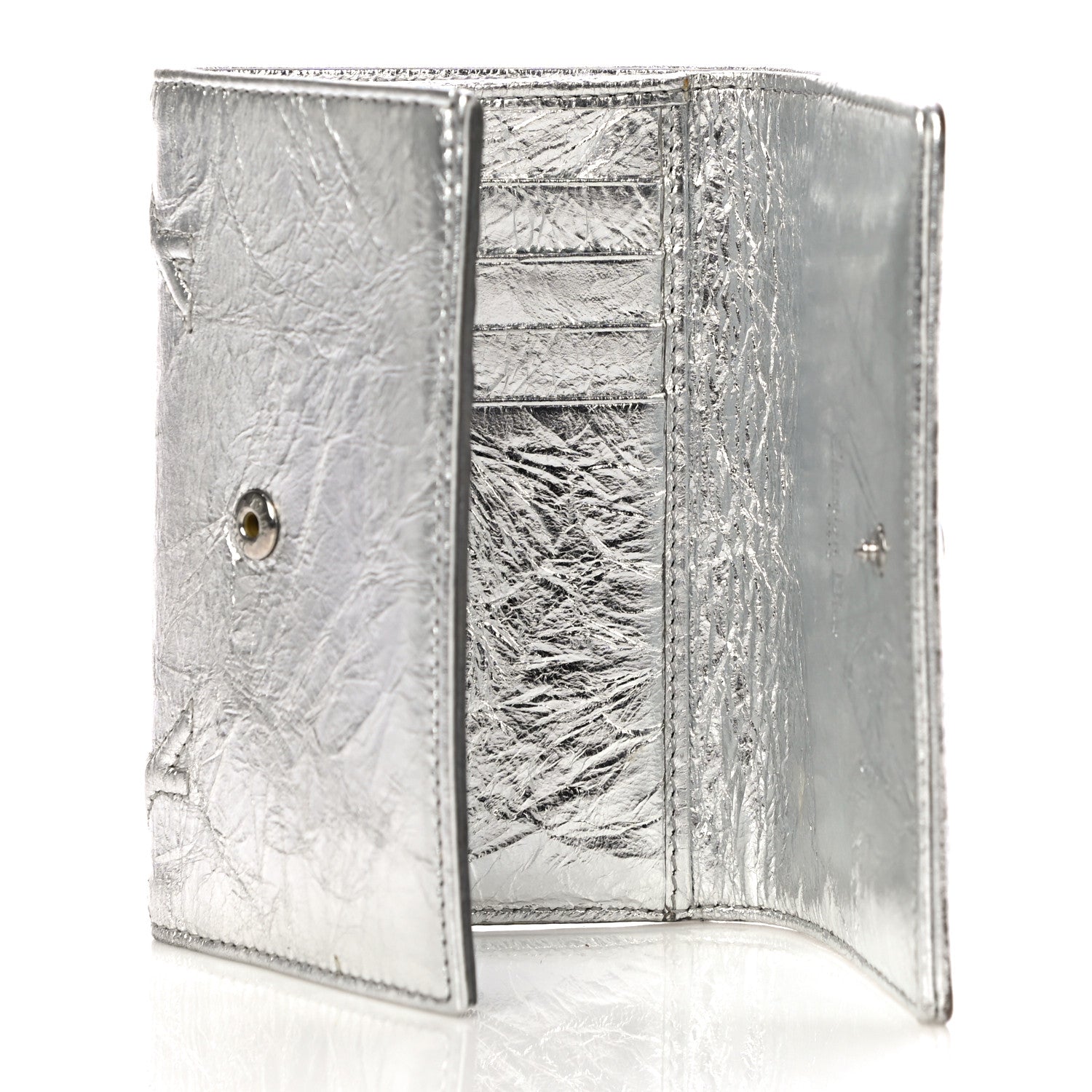 Christian Dior Metallic Calfskin Cannage Diorama Elancee Wallet Silver 5 of 12