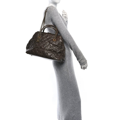 Chanel Glazed Caviar Quilted Large Shiva Frame Tote Brown 2 of 10