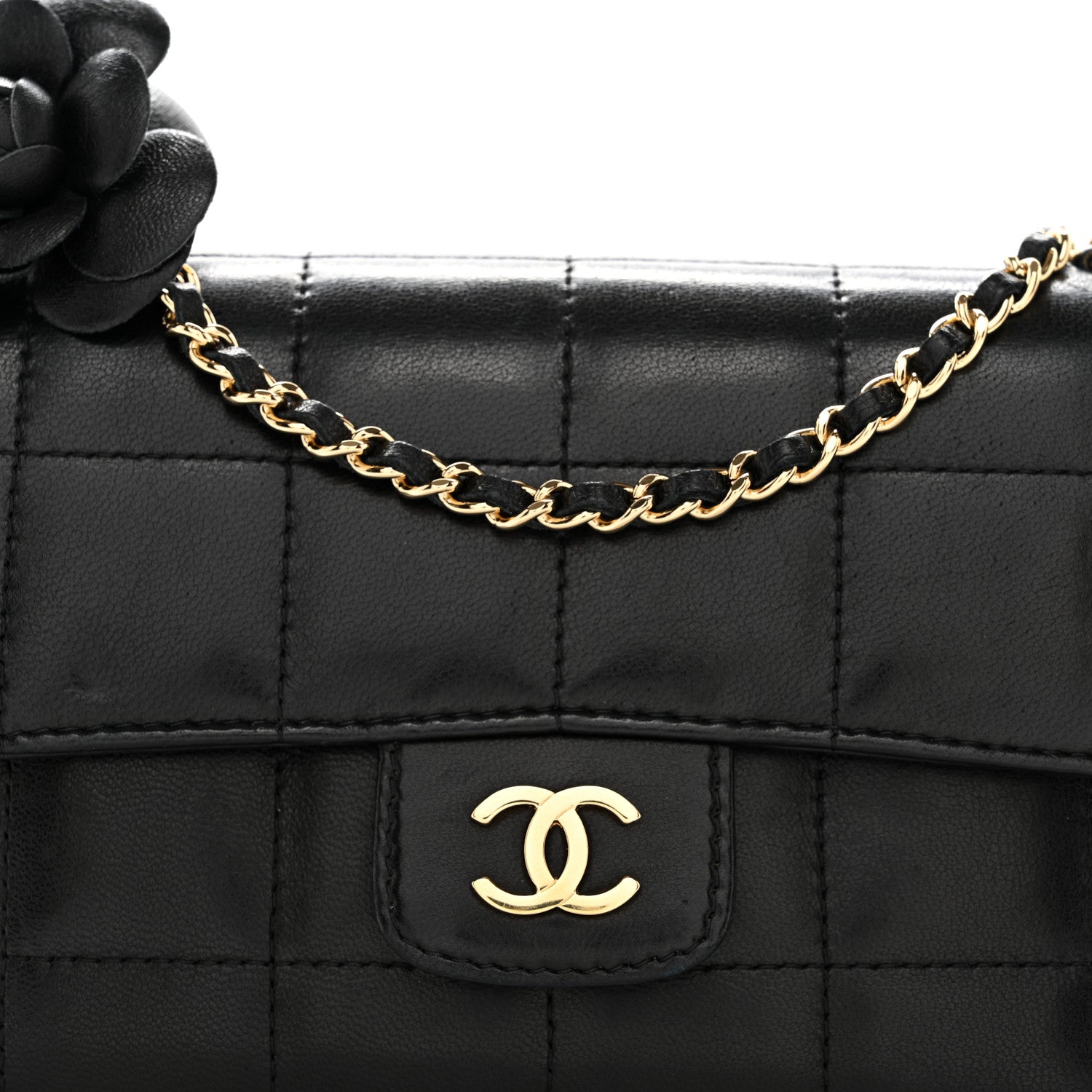 Chanel Lambskin Quilted Mini Chocolate Bar Camellia Flap Black 5 of 11