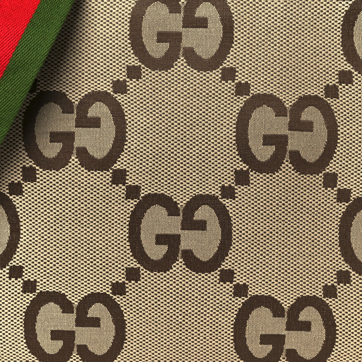Monogram Jumbo GG Textured Dollar Calfskin Web Wristlet Messenger Bag Camel Ebony New Acero