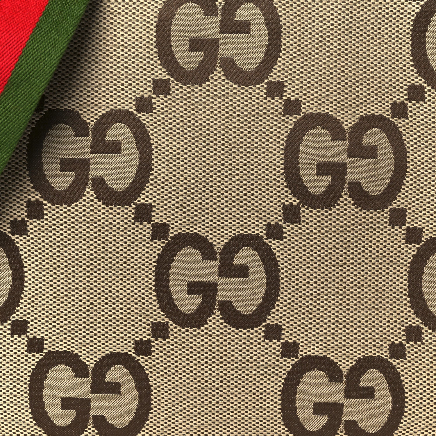 Gucci Monogram Jumbo GG Textured Dollar Calfskin Web Wristlet Messenger Bag Camel Ebony New Acero 9 of 11