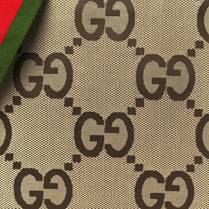 Gucci Monogram Jumbo GG Textured Dollar Calfskin Web Wristlet Messenger Bag Camel Ebony New Acero 9 of 11