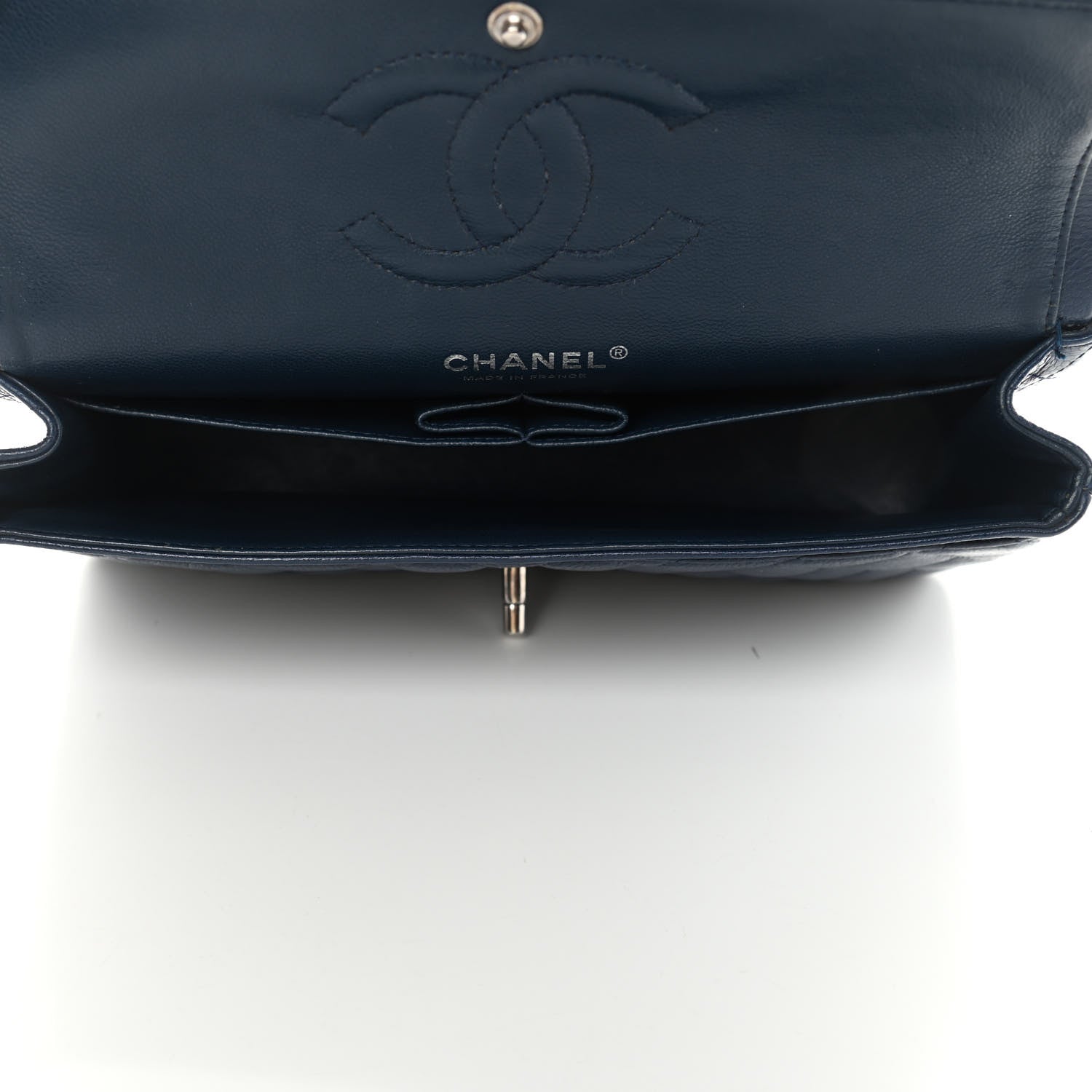 Chanel Caviar Quilted Medium Double Flap Dark Blue 5 of 11
