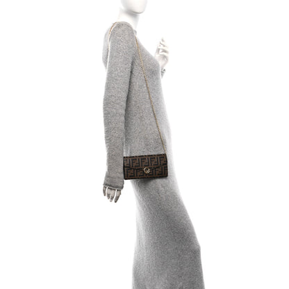 Fendi Vitello Soft F is Fendi Bi-Color FF 1974 Embossed Continental Envelope Wallet On Chain Maya Black 2 of 11