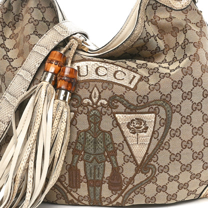Gucci Monogram Large Indy Top Handle Hobo Off White 8 of 10