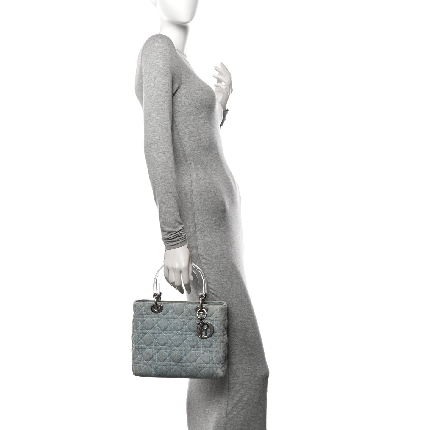 Denim Cannage Medium Lady Dior Light Blue