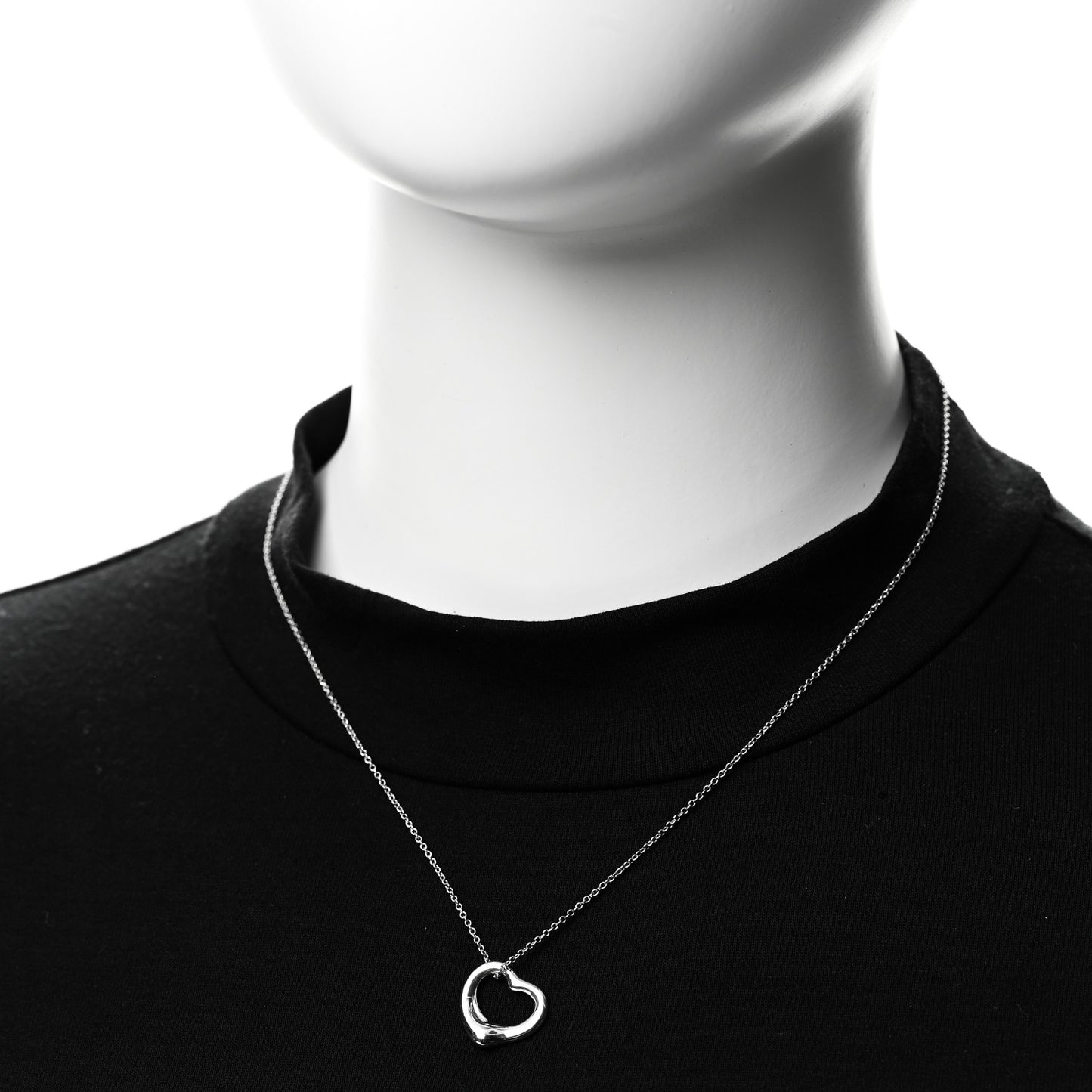 Sterling Silver 16mm Elsa Peretti Open Heart Pendant Necklace