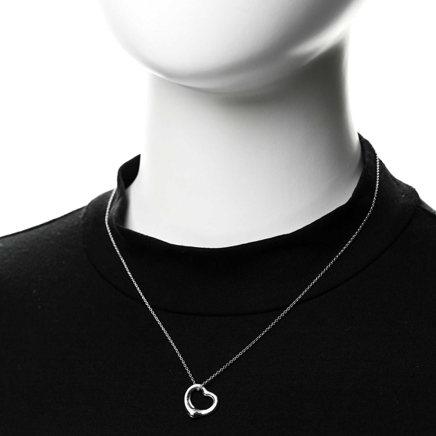 Tiffany Sterling Silver 16mm Elsa Peretti Open Heart Pendant Necklace 2 of 8