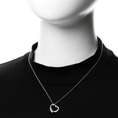 Tiffany Sterling Silver 16mm Elsa Peretti Open Heart Pendant Necklace 2 of 8