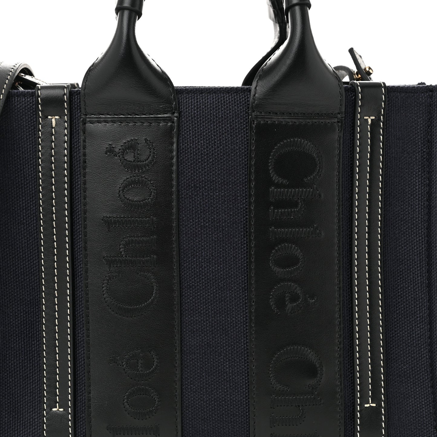 Calfskin Linen Small Woody Tote Deep Denim