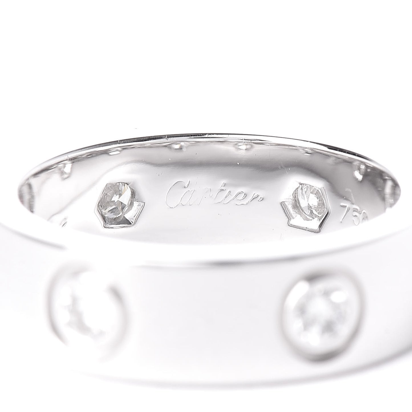 18K White Gold 6 Diamond 5.5mm LOVE Ring 48 4.5