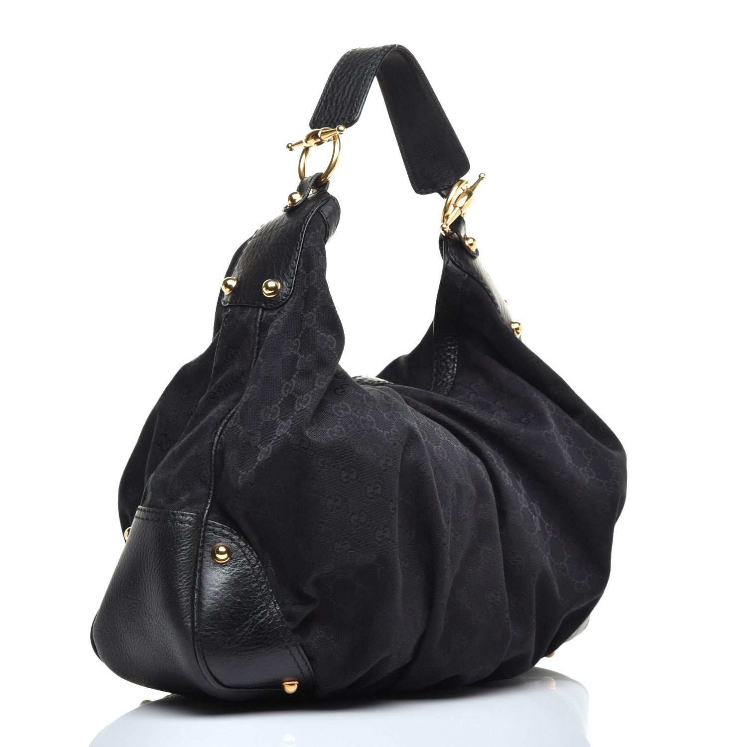 Gucci Monogram Large Jockey Hobo Black 3 of 9