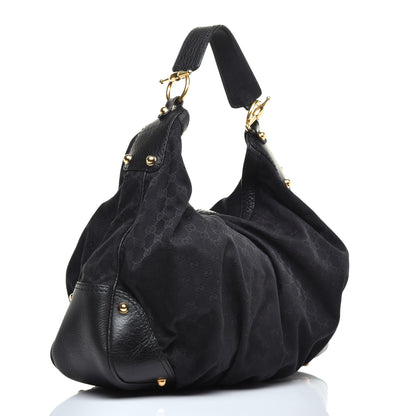 Gucci Monogram Large Jockey Hobo Black 3 of 9