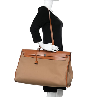 Hermes Military Toile Vache Hunter Herbag Cabine Zip 50 Chai Fauve 2 of 14
