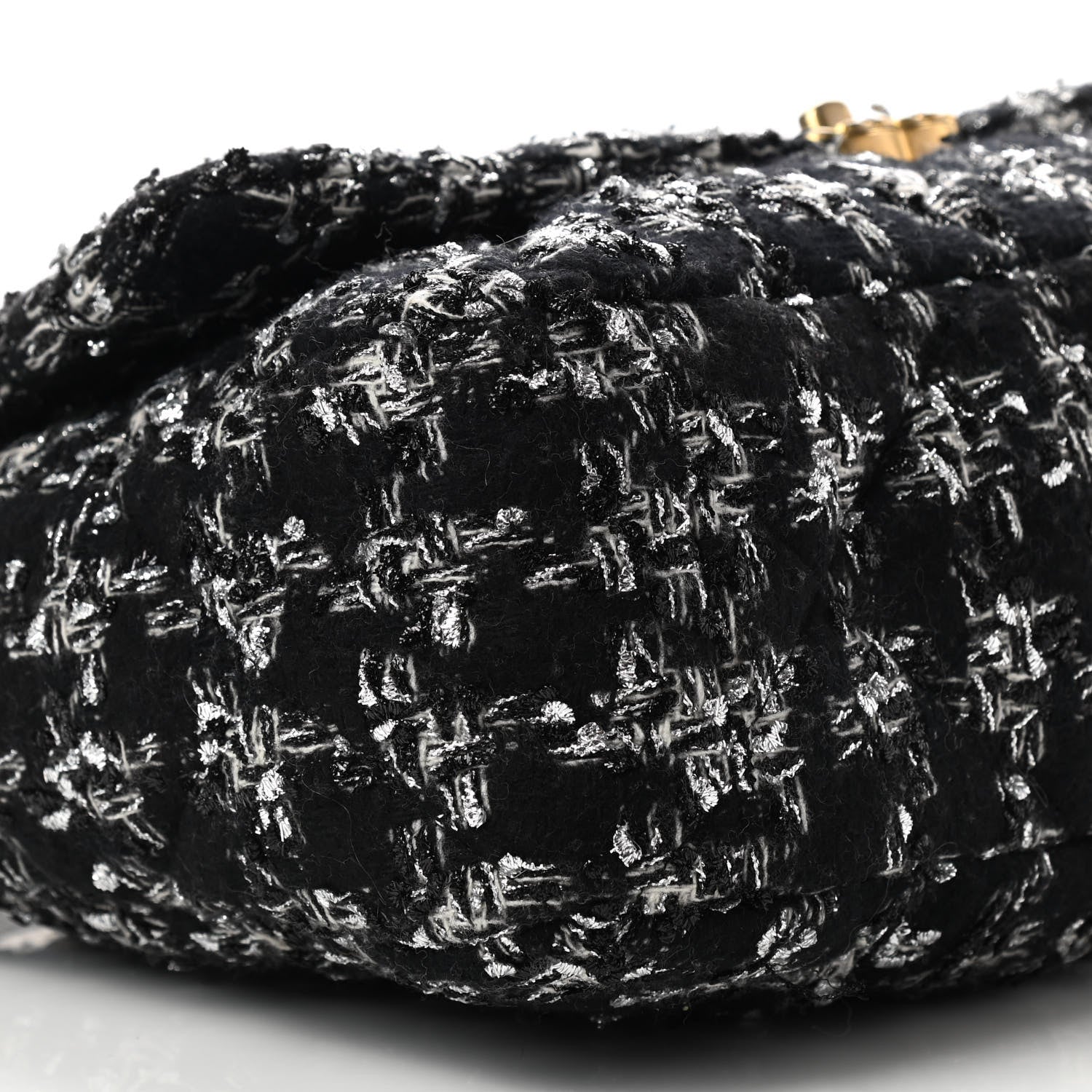 Chanel Tweed Quilted Maxi Chanel 19 Flap Black Silver Ecru 8 of 11