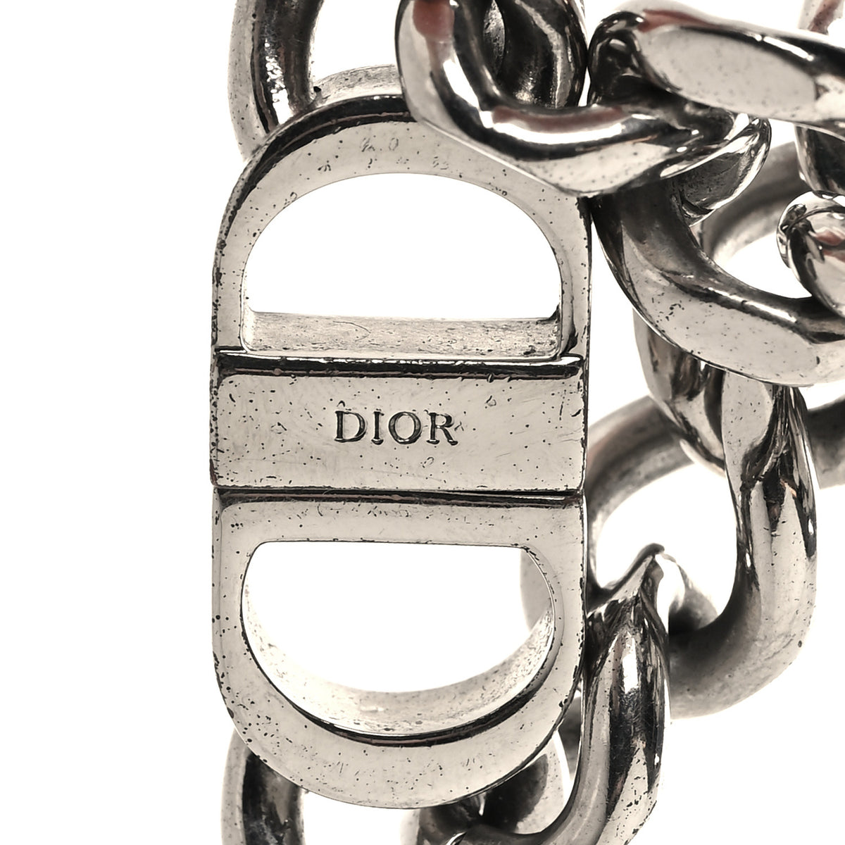 Christian Dior Brass CD Icon Chain Link Necklace Silver 4 of 4