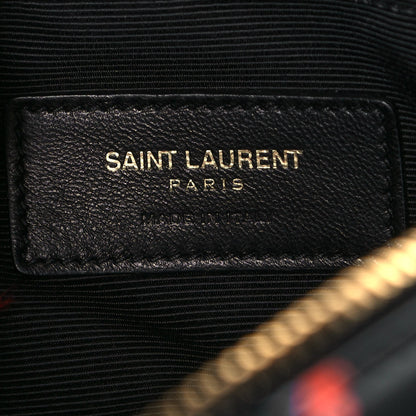 Saint Laurent Calfskin Flower Printed Small Monogram Crossbody Bag Black Multicolor 6 of 16