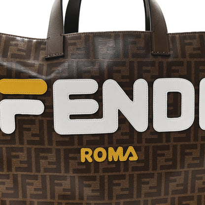 Fendi X FILA Glazed Fabric FF 1974 Mania Shopping Tote Bag Mogano Panna White 8 of 12