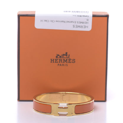 Hermes Enamel Narrow Clic Clac H Bracelet GM Orange 4 of 4
