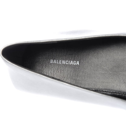 Balenciaga Metallic Calfskin BB Knife Pointy Toe Ballerina Flats 38.5 Silver Hardware 7 of 10