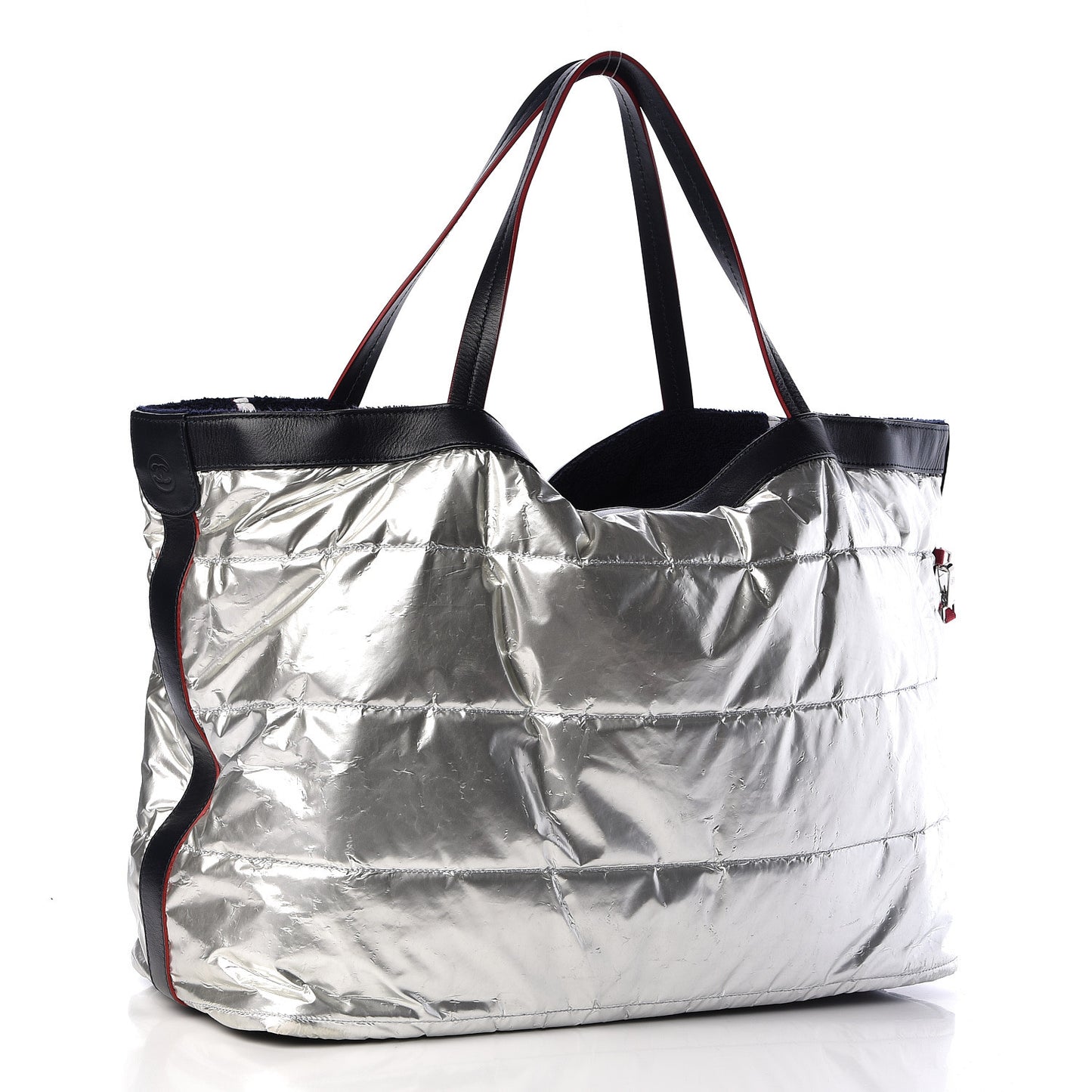 Reversible Chanel Airlines Tote Silver Navy