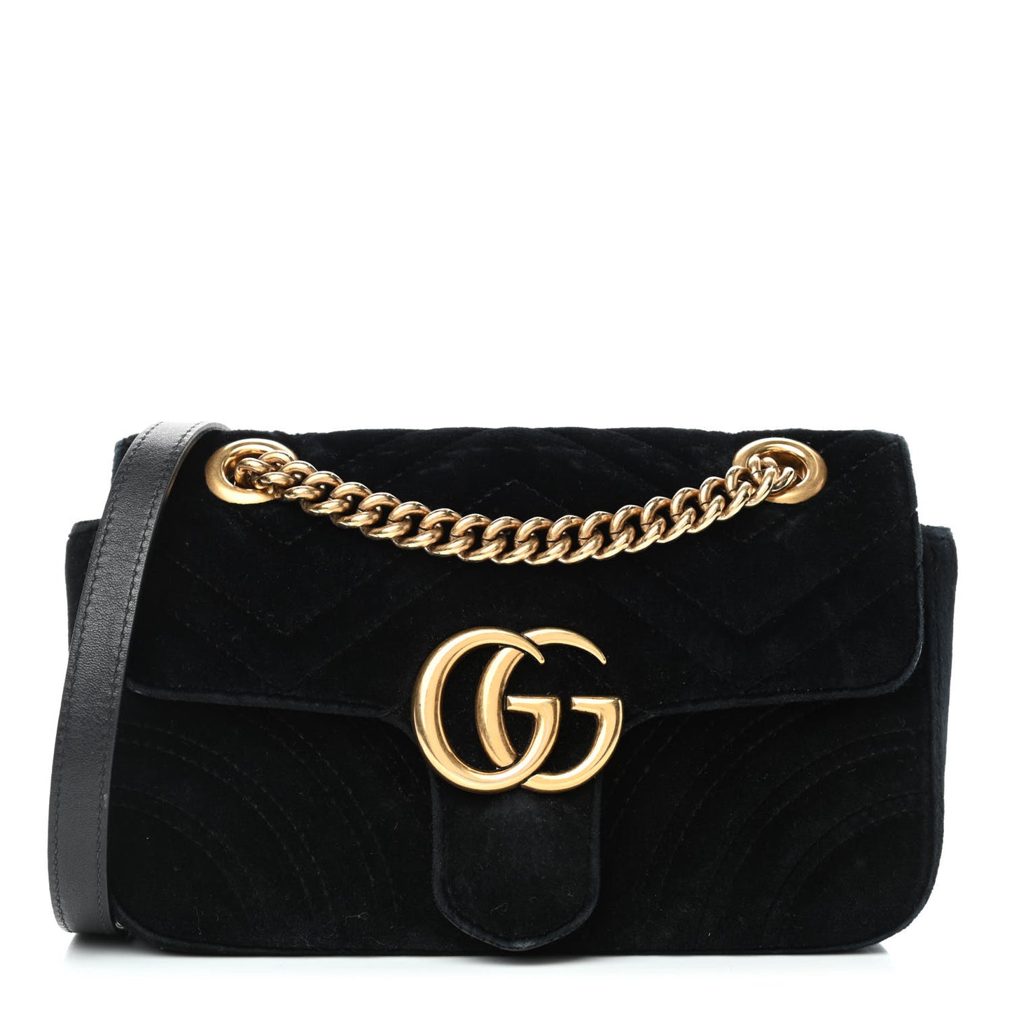 Velvet Matelasse Mini GG Marmont Shoulder Bag Black
