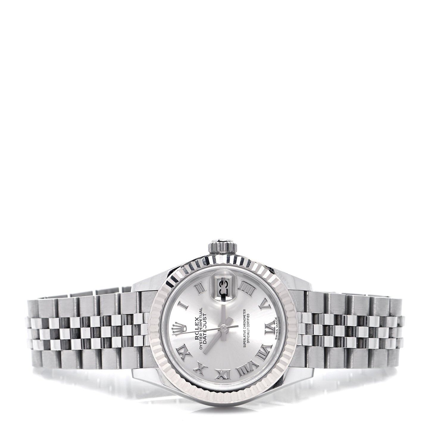 Stainless Steel 18K White Gold 28mm Oyster Perpetual Datejust Watch Silver Roman 279174
