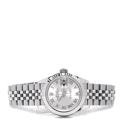 Rolex Stainless Steel 18K White Gold 28mm Oyster Perpetual Datejust Watch Silver Roman 279174 2 of 4