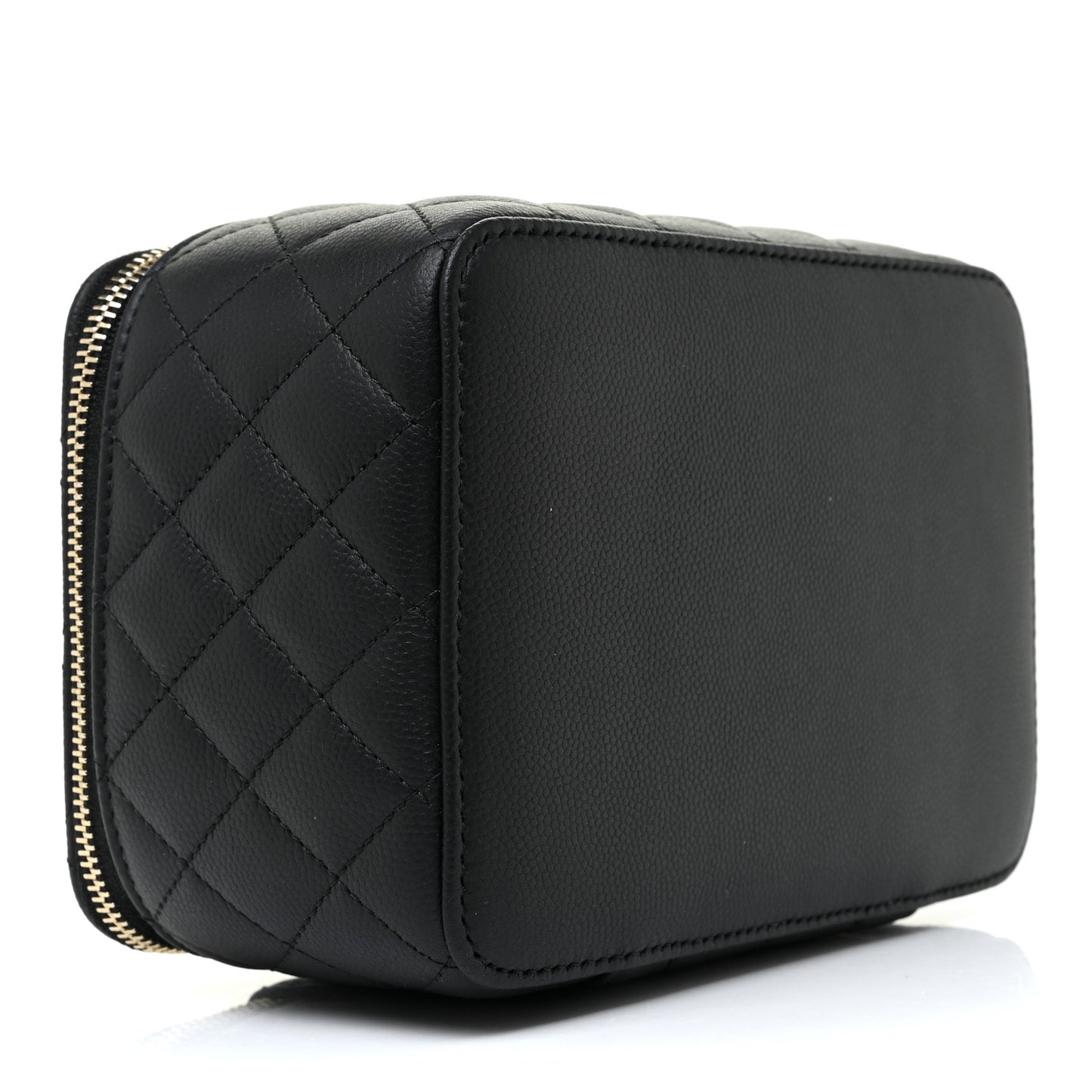Caviar Quilted Top Handle Jewelry Case Black