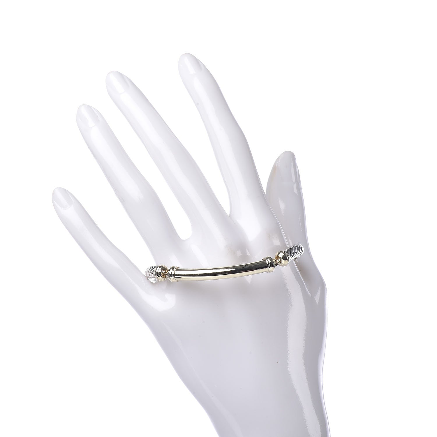 David Yurman Sterling Silver 14K Yellow Gold 5mm Metro Cable Bracelet 2 of 5